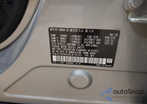 2020 Honda Hr-V Awd Lx from USA, damaged, VIN 3CZRU6H36LM738393
